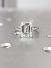 1 CT Emerald Cut Diamond White Gold Over On 925 Sterling Silver Solitaire Engagement Ring