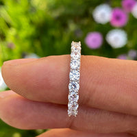 0.75 CT Round Cut Diamond 925 Sterling Silver Full Eternity Anniversary Band Ring