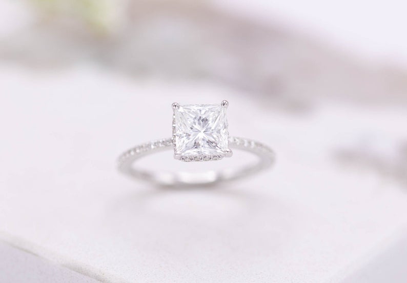 3.75 CT Princess Cut Diamond 925 Sterling Silver Solitaire W/Accents Wedding Bridal Trio Ring Set