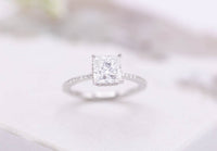 3.75 CT Princess Cut Diamond 925 Sterling Silver Solitaire W/Accents Wedding Bridal Trio Ring Set