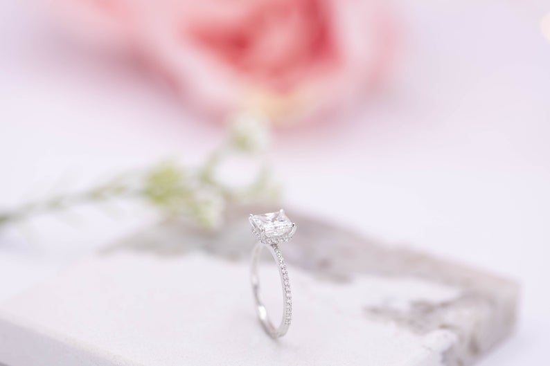 3.75 CT Princess Cut Diamond 925 Sterling Silver Solitaire W/Accents Wedding Bridal Trio Ring Set
