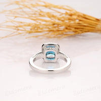 2 CT Cushion Cut London Blue Topaz Diamond 925 Sterling Silver Halo Wedding Ring