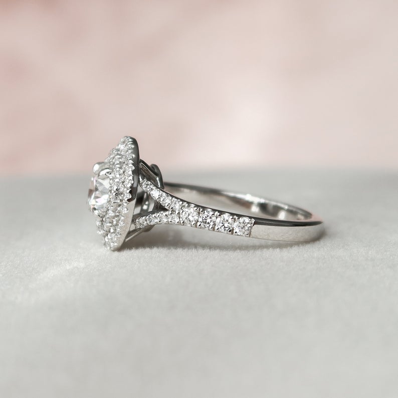 2.50 Ct Round Cut Diamond White Gold Over On 925 Sterling Silver Double Halo Engagement Ring