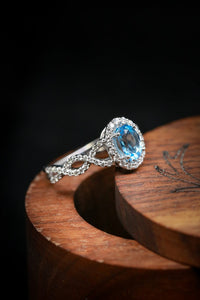 1 CT Oval Cut Aquamarine Diamond White Gold Over On 925 Sterling Silver Women's Halo Engagement Ring