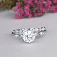 1 CT Round Cut Diamond White Gold Over On 925 Sterling Silver Bridal Ring  Set