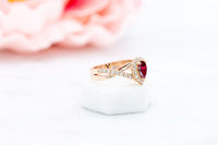 2 CT Pear Cut Ruby Diamond Rose Gold Over On 925 Sterling Silver Infinity Style Anniversary Ring For Women