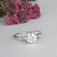 1 CT Round Cut Diamond White Gold Over On 925 Sterling Silver Bridal Ring  Set