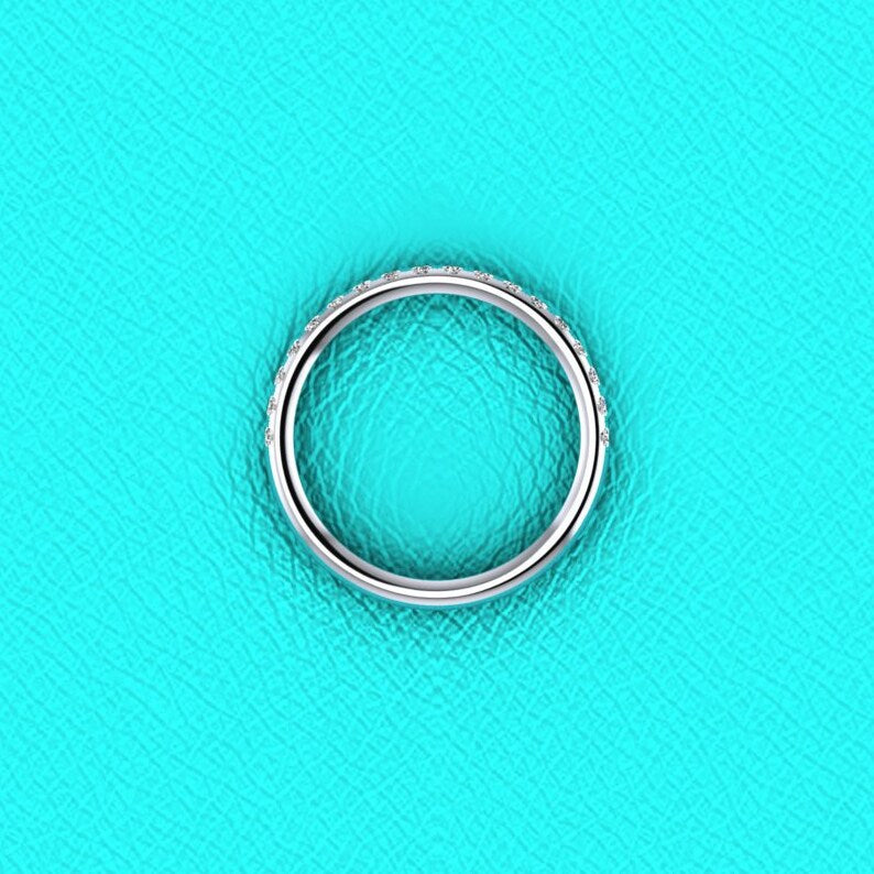 1.20 CT Round Cut White Diamond White Gold Over On 925 Sterling Silver Half Eternity Band Ring