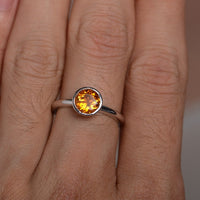 1 Ct Round Cut Yellow Citrine 925 Sterling Silver Solitaire November Birthstone Ring