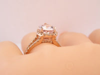1 CT Pear Cut Morganite Diamond 925 Sterling Silver Halo Promise Ring