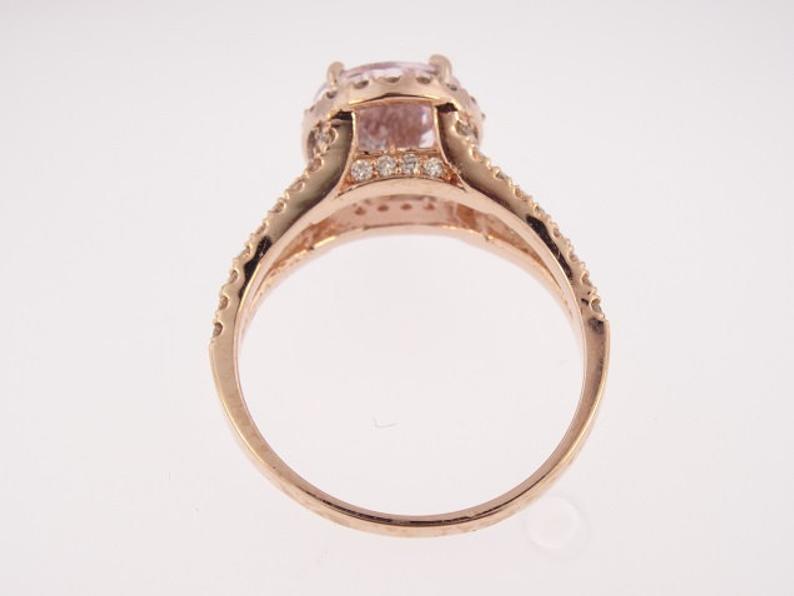 2 CT Pear Cut Morganite Diamond 925 Sterling Silver Halo Anniversary Ring