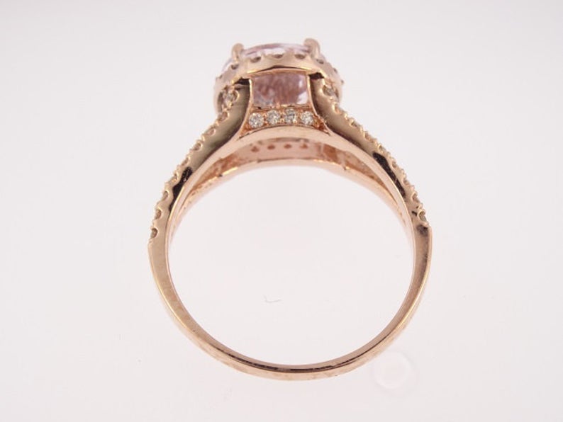 1 CT Pear Cut Morganite Diamond 925 Sterling Silver Halo Promise Ring