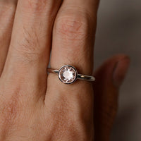 1 Ct Round Cut Morganite Bezel Set Solitaire Promise Ring In 925 Sterling Silver