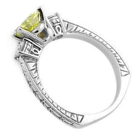 1 CT 925 Sterling Silver Yellow Citrine Pear Cut Diamond 3 Stone Engagement Ring