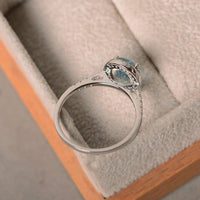 1 CT Oval Cut Aquamarine Diamond White Gold Over On 925 Sterling Silver Halo Engagement Ring