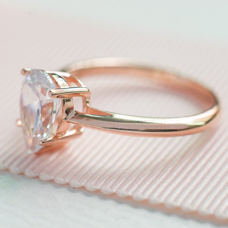 1.00 CT 925 Sterling Silver Pear Cut While Diamond Wedding Proposed Ring