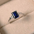 1 Ct Emerald Cut Blue Sapphire Solitaire Anniversary Gift Ring In 925 Sterling Silver