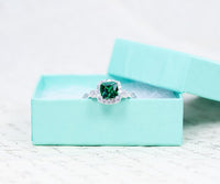 1 CT Cushion Cut Emerald Diamond 925 Sterling Silver Halo Engagement Ring -