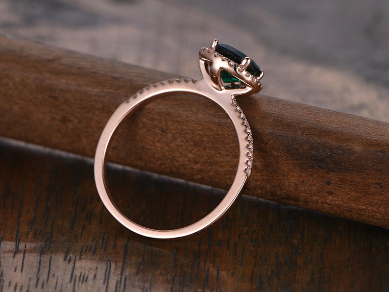1 CT Round Cut Emerald Diamond 925 Sterling Silver Halo Engagement Ring