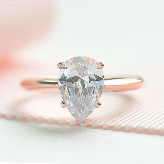 1.00 CT 925 Sterling Silver Pear Cut While Diamond Wedding Proposed Ring