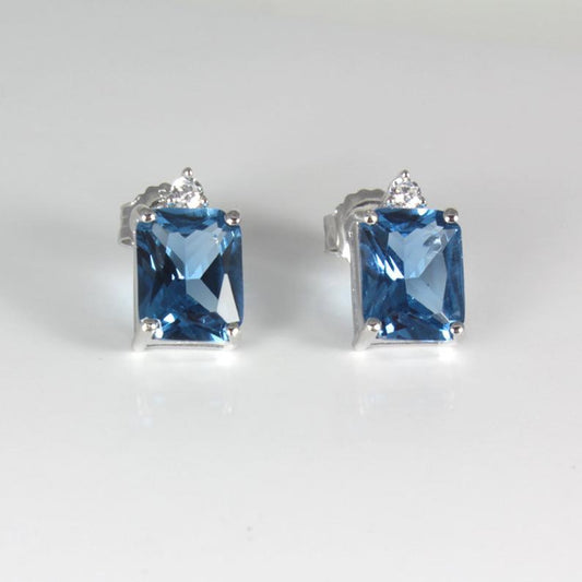 2 Ct Emerald Cut London Blue Topaz Solitaire Engagement Earrings In 925 Sterling Silver