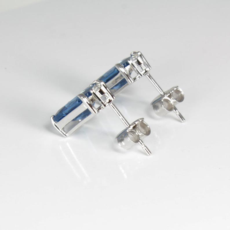2 Ct Emerald Cut London Blue Topaz Solitaire Engagement Earrings In 925 Sterling Silver