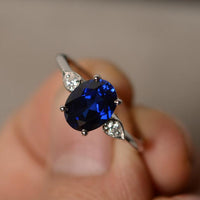 1.25 Ct Oval Cut Blue Sapphire 925 Sterling Silver Solitaire W/Accents Promise Ring