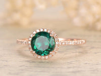 1 CT Round Cut Emerald Diamond 925 Sterling Silver Halo Engagement Ring