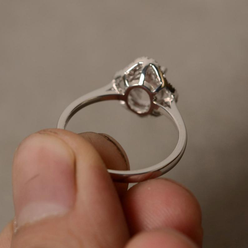 1.75 Ct Oval Cut Morganite 925 Sterling Silver Halo Diamond Engagement Ring