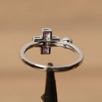 1.50 Ct Round Cut Purple Amethyst 925 Sterling Silver Cross Promise Gift Ring