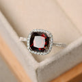 2.25 Ct Cushion Cut Red Garnet White Gold Over On 925 Sterling Silver Halo Engagement Ring
