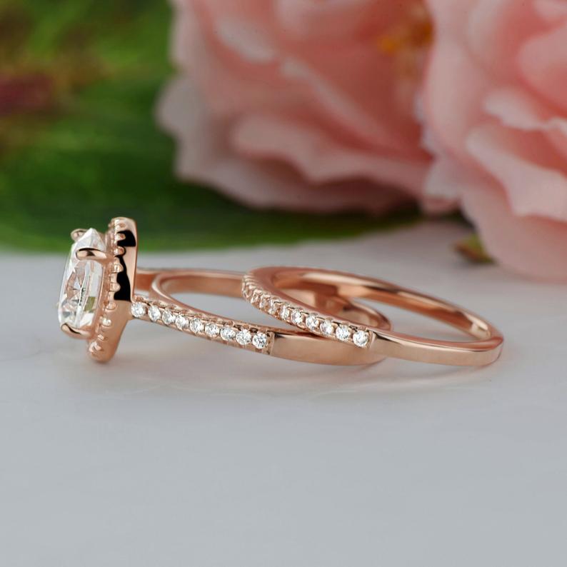2.25 CT Round Cut Diamond 925 Sterling Silver Bridal Set Engagement Ring