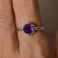 1.50 Ct Round Cut Amethyst Solitaire February Birthstone Ring In 925 Sterling Silver
