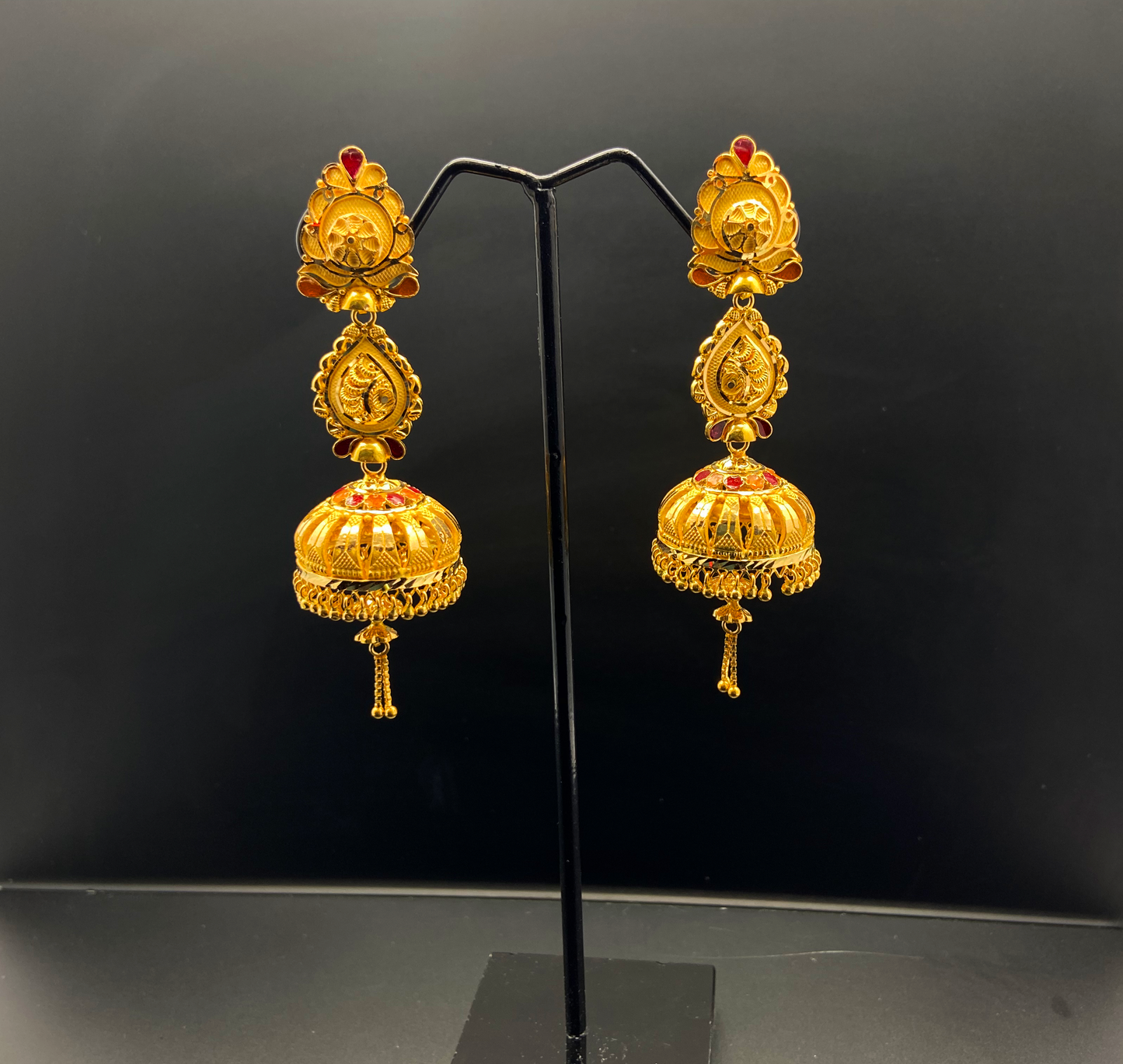 Beautiful Layered 22K Gold Traditional Jhumka For special Occasion