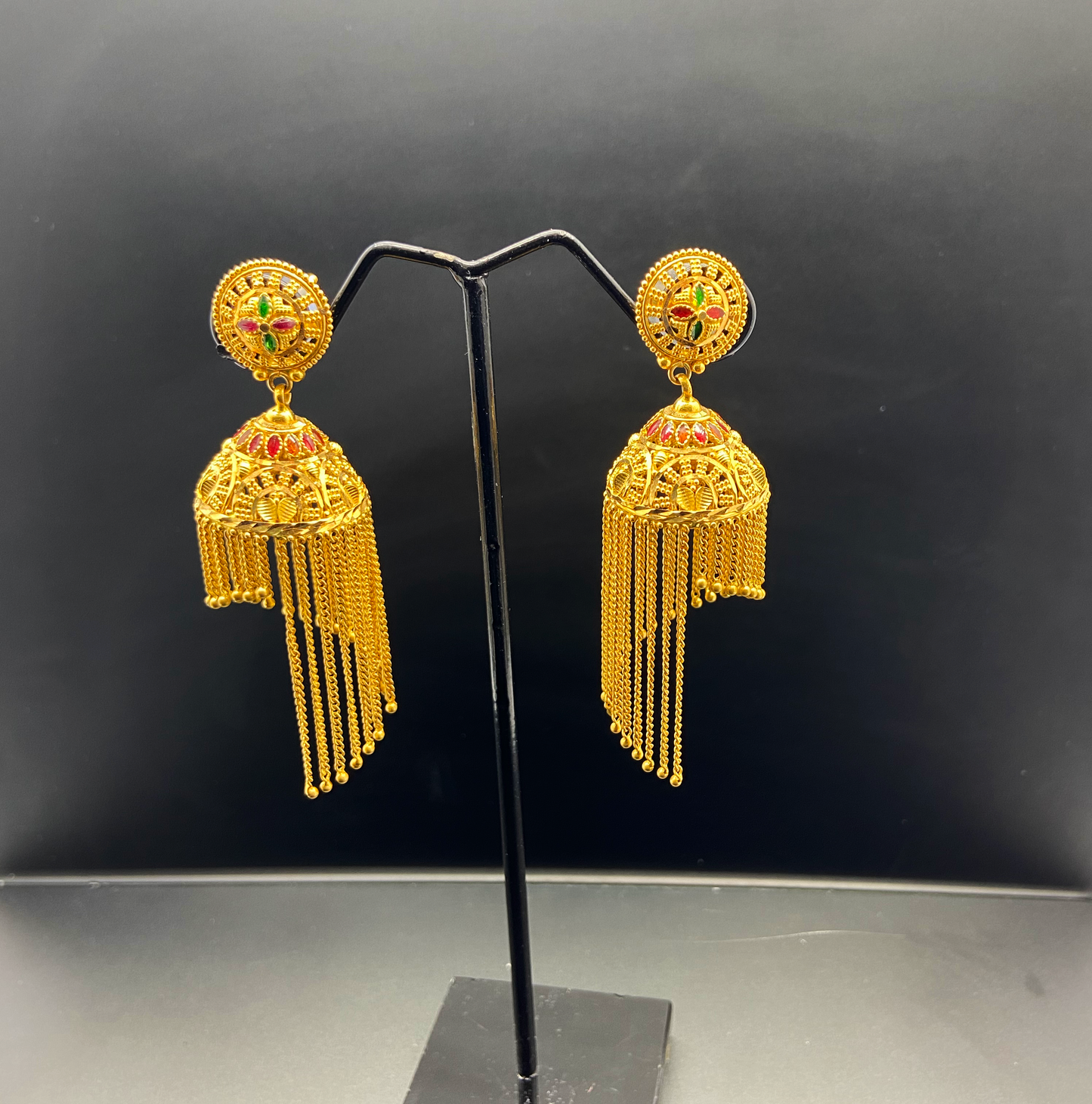 Glossy 22k Gold Chandelier Style Jhumka