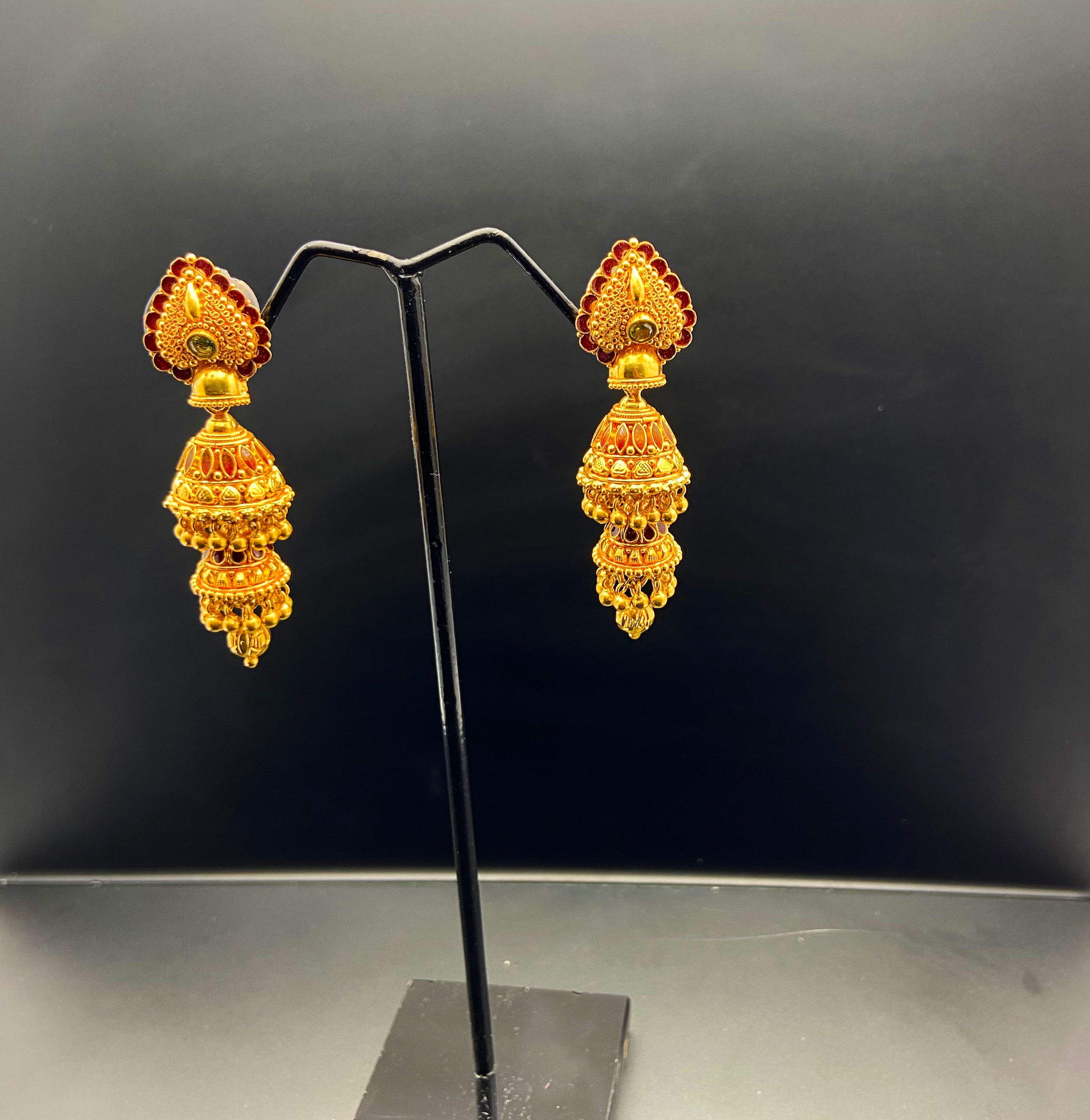 Double jhumka sales gold design