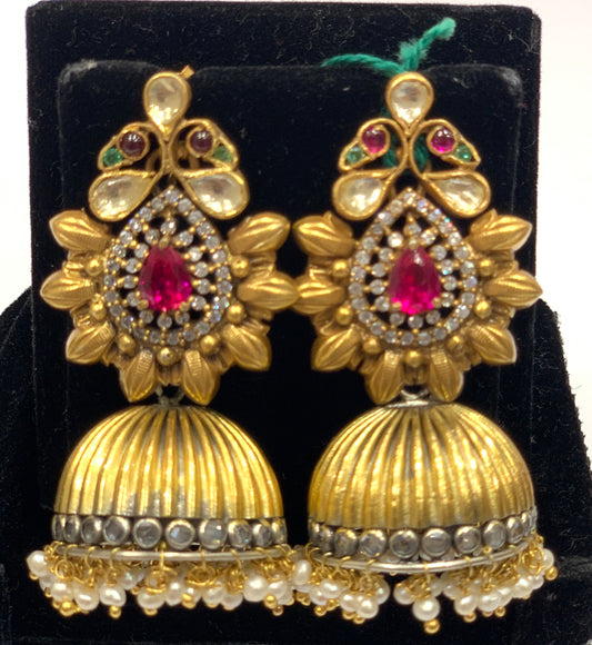 Antique Jadau Kundan Polki Jhumka Earring - atjewels.in