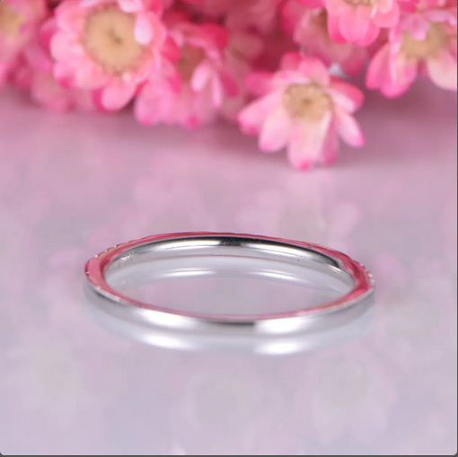 0.90 Ct Round Cut Blue Sapphire Half Eternity Promise Gift Ring 925 Sterling Silver