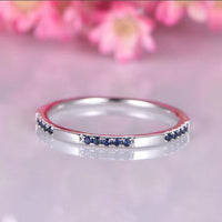 0.90 Ct Round Cut Blue Sapphire Half Eternity Promise Gift Ring 925 Sterling Silver