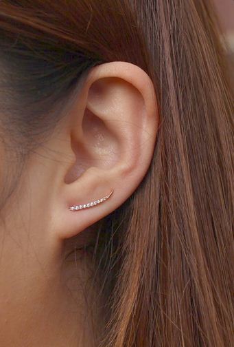 0.75 Ct Round Cut White CZ 925 Sterling Silver Unique Climbers Earrings