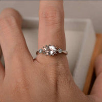 1.50 Ct Oval Cut Peach Morganite Three-Stone Promise Ring In 925 Sterling Silver