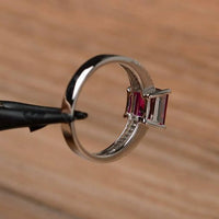 2.25 Ct Princess Cut Pink Ruby 925 Sterling Silver Split Shank Engagement Ring