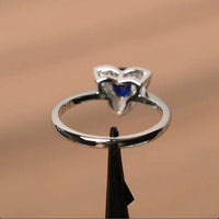 1.50 Ct Trillion Cut Blue Sapphire 925 Sterling Silver Floral Anniversary Gift Ring