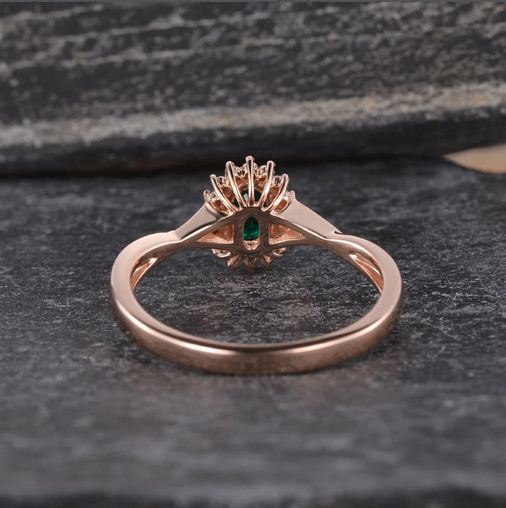 1.25 Ct Oval Cut Green Emerald Rose Gold Over On 925 Sterling Silver Infinity Engagement Ring