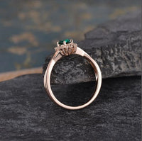 1.25 Ct Oval Cut Green Emerald Rose Gold Over On 925 Sterling Silver Infinity Engagement Ring