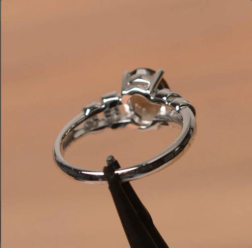 1.75 Ct Oval Cut Smoky Quartz 925 Sterling Silver Solitaire W/Accents Ring