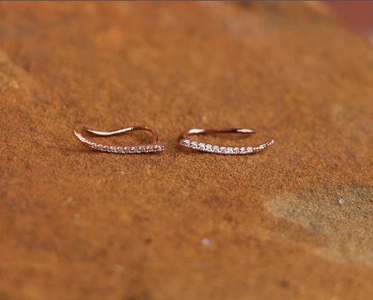 0.75 Ct Round Cut White CZ 925 Sterling Silver Unique Climbers Earrings