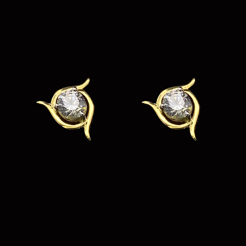 Sublime Single Stone Gold and Diamond Stud Earrings