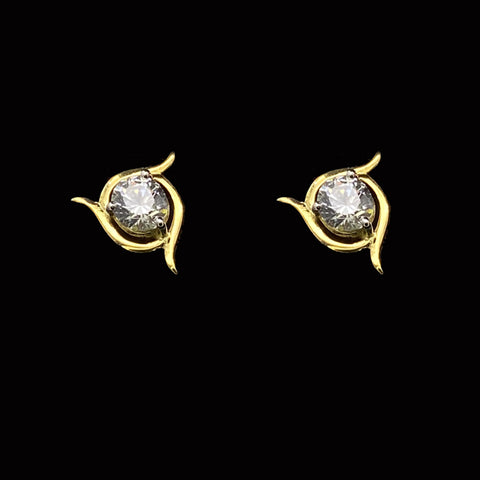 18K Gold Glistening Single Stone Diamond Stud Earrings