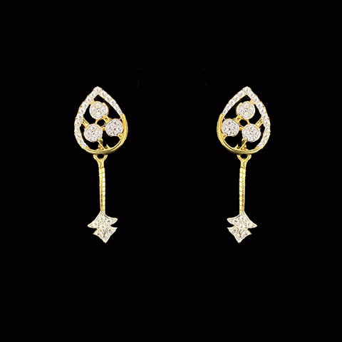 18K Yellow Gold Elegant Diamond Drop Earrings